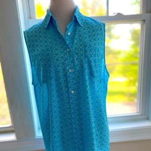 NWOT Talbots blue and white sleeveless top